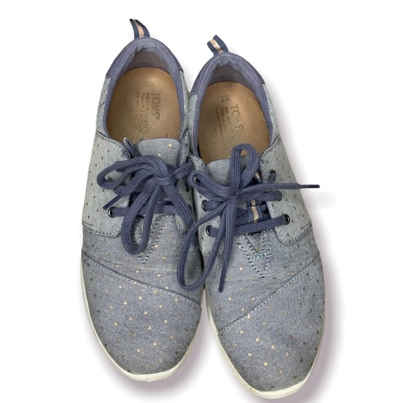 TOMS PASEO CHAMBRAY POLKA DOT SIZE 8 - Picture 3 of 7